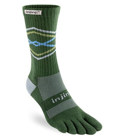Injinji Trail Crew Midweight Running Toe Socks (Forest)
