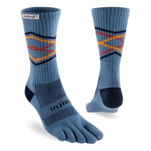 Injinji Trail Crew Midweight Running Toe Socks (Lake) - Dual