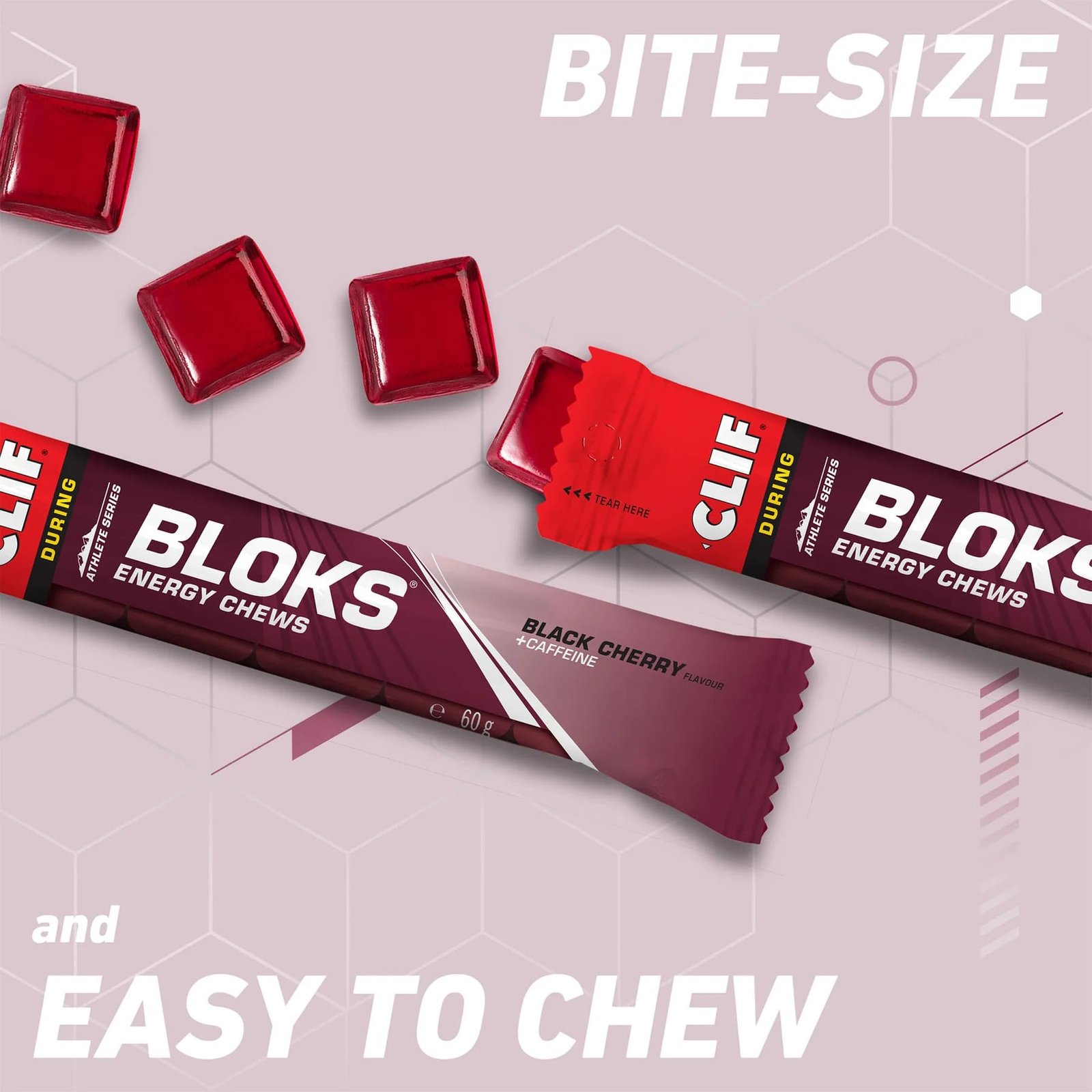 Clif Bloks Energy Chews - Black Cherry + Caffeine - media