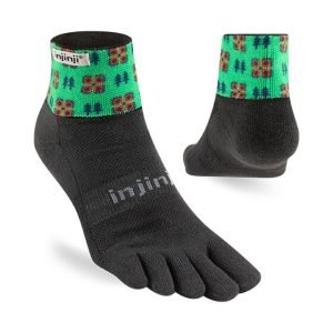 Injinji Artist Designed Trail Midweight Mini-Crew Running Toe Socks (Evergreen) - Dual