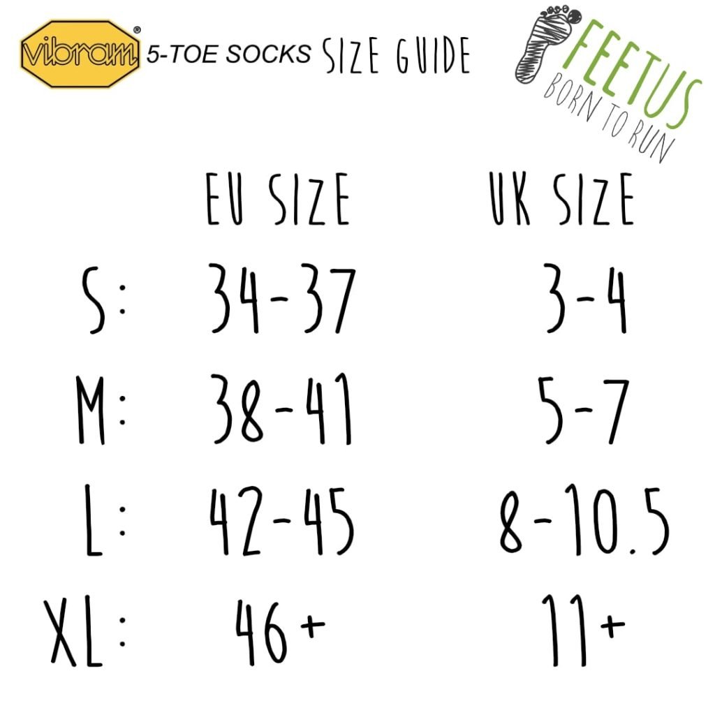 Vibram 5Toe Size Guide