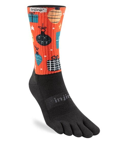 Injinji Trail Spectrum Crew Midweight Running Toe Socks (Bows) XMAS SPECIALS