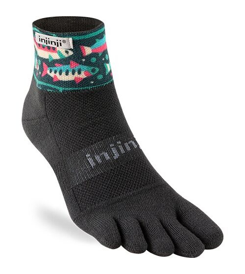 Injinji Artist Designed Trail Midweight Mini-Crew Running Toe Socks (Trout)