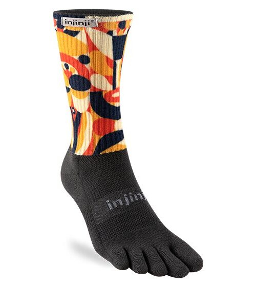 Injinji Artist Designed Crew Midweight Running Toe Socks (Mariposa)