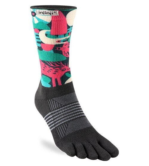 Injinji Artist Designed Womens Trail Crew Midweight Running Toe Socks (Moon)