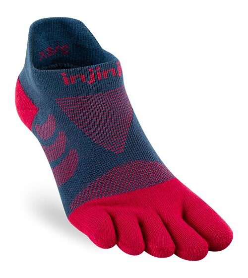 Injinji Womens Ultra Run No-Show Toe Running Socks (Berry) SS24