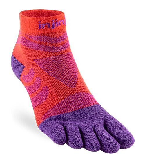 Injinji Womens Ultra Run Mini Crew Toe Running Socks (Razzmatazz) SS24