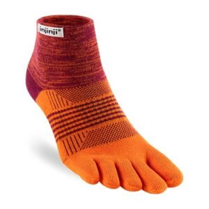 Injinji Womens Trail Midweight Mini-Crew Running Toe Socks (Flame)