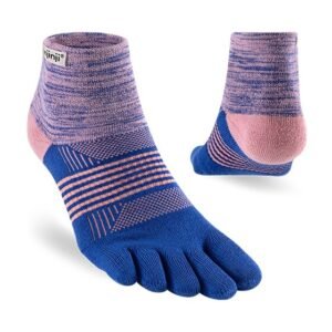 Injinji Womens Trail Midweight Mini-Crew Running Toe Socks (Orchid) - Dual