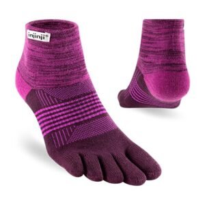 Injinji Womens Trail Midweight Mini-Crew Running Toe Socks (Violet) - Dual