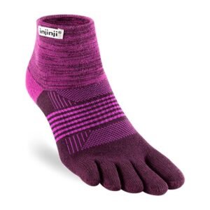 Injinji Womens Trail Midweight Mini-Crew Running Toe Socks (Violet)