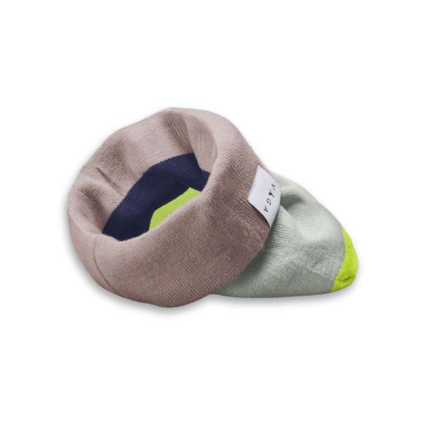 VÅGA Casual Beanie – Taupe/Grey/Navy/Neon Yellow – The Premium Winter Beanie - inside