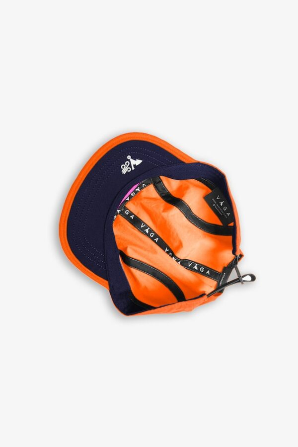 VÅGA Fell Cap - Neon Orange/Navy - Water Resistant Fell Cap - under