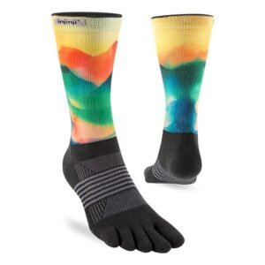 Injinji Womens Spectrum Trail Midweight Crew Running Toe Socks (Valley) - Dual