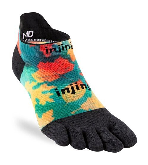 Injinji Womens Spectrum RUN Lightweight No-Show Running Toe Socks (Foliage)