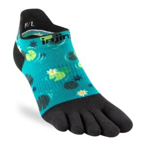 Injinji Womens RUN Artist Designed No-Show Running Toe Socks (Lilypad)