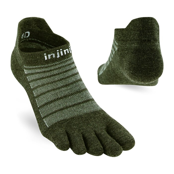 Injinji RUN Lightweight No-Show Wool Toe Socks (Forest)